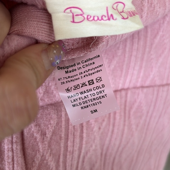 Brand New Beach Bunny Blush Pink Sweater Knit Harlow Pants Full Length Leggings - Picture 13 of 14
